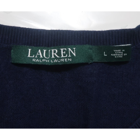 Lauren Ralph Lauren Women's Navy Knit Back Patten Front Sz L Shift Elegant Dress - Picture 6 of 9